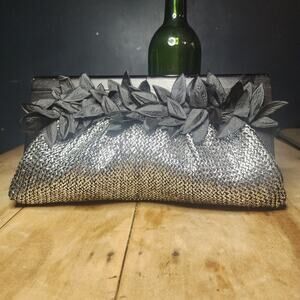 LIZ SOTO Handbags Wood handle metallic silver knit